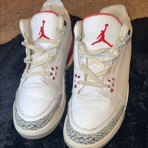 Jordan 3 Retro “Hall Of Fame” in  White , fire red and grey cement.